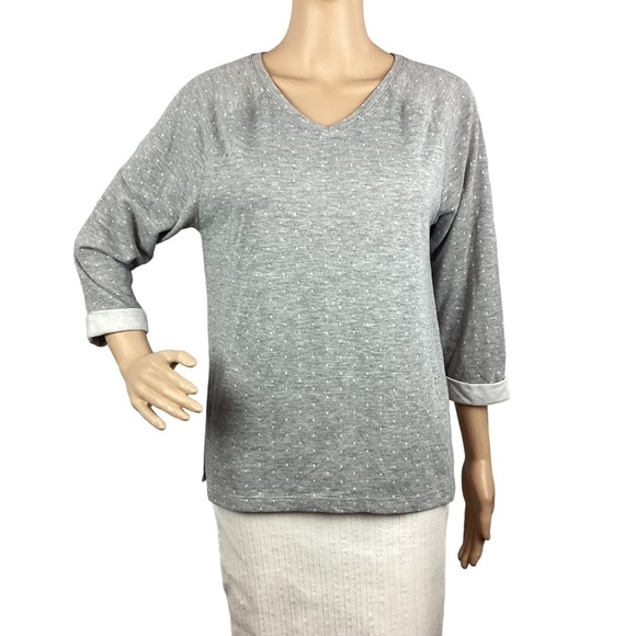 Chico's Dinah Dot Top Size S Gray - Picture 1 of 5
